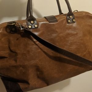 Anthony Nila Brown Leather Weekender Bag